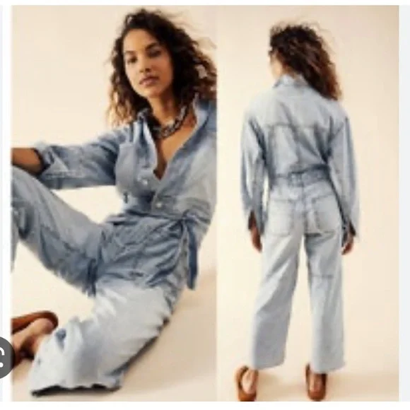 Free People Knox Coverall Morning Dew romper/jumpsuit - Picture 2 of 13
